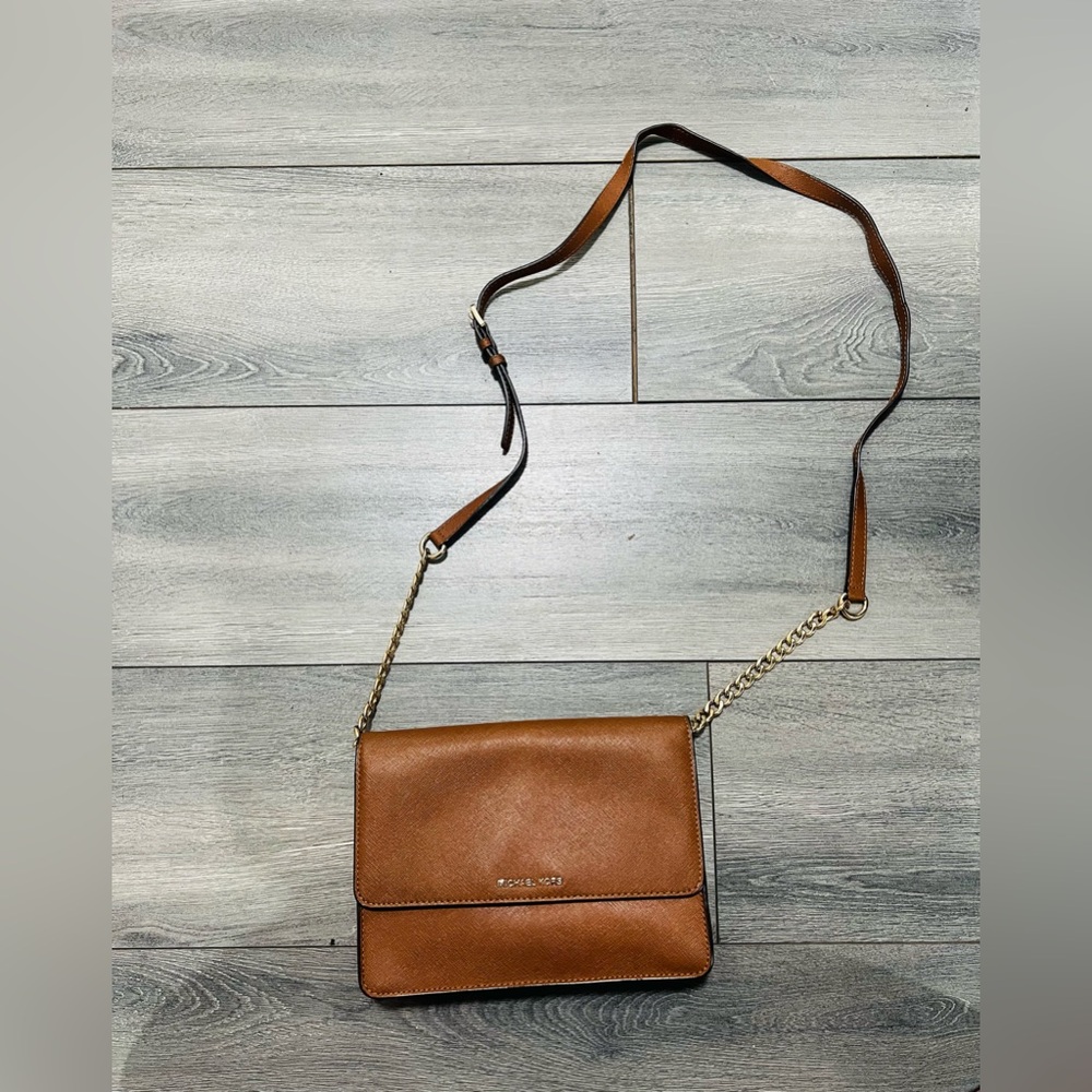 Michael Kors Tan Leather Messenger Bag - Picture 4 of 10